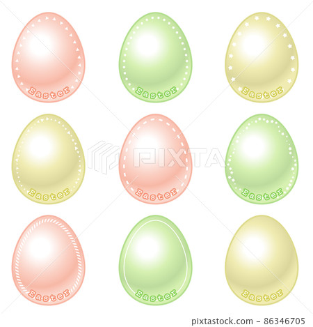 Spring pastel Easter egg egg-shaped card frame illustration set 86346705