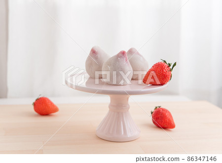 Ichigo Daifuku on a cake stand 86347146