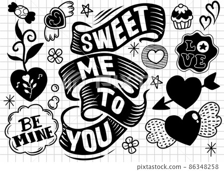 sweet me to you ,Love doodles background 86348258