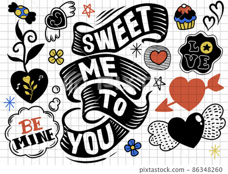 sweet me to you ,Love doodles background 86348260
