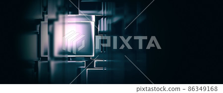 3d illustration of multiple cubes shining in virtual space 3d illustration of multiple cubes shining in virtual space 86349168