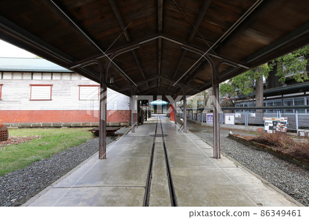 Hokkaido Kuriyama Kobayashi Sake Brewery Rail laying passage connecting warehouses 86349461