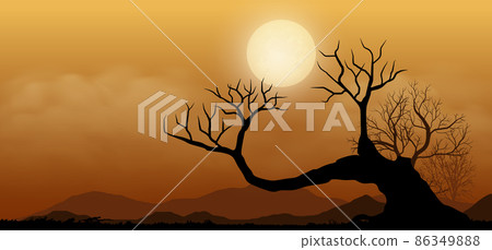 Sunset or full moon in African Sunset or full moon in African 86349888