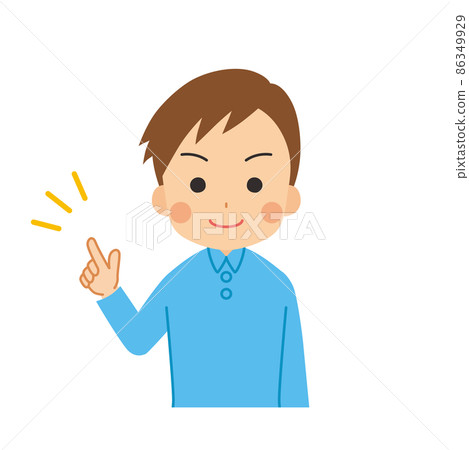 Pointing pose, hand sign, cute young man,... - Stock Illustration ...