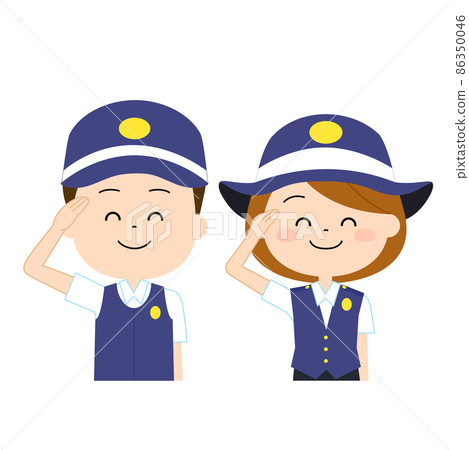 Police officer salute with a smile 86350046