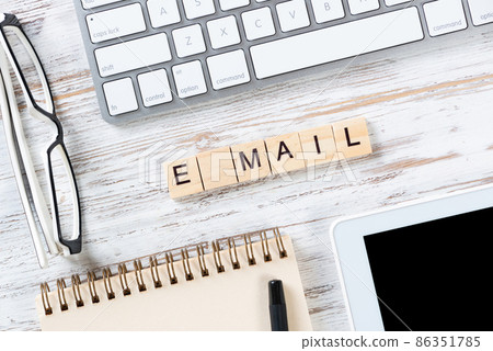 Email marketing concept with letters on cubes Email marketing concept with letters on cubes 86351785