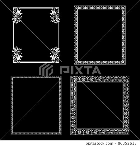 Set of decorative frames Elegant vector element for design in Eastern style, place for text. Floral black and white borders. Lace illustration for invitations and greeting cards. 86352615