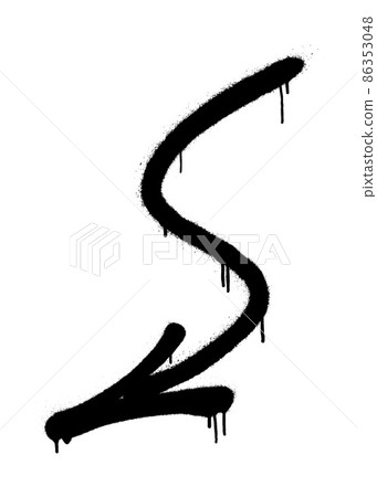 Graffiti arrow with overspray in black over white. 86353048