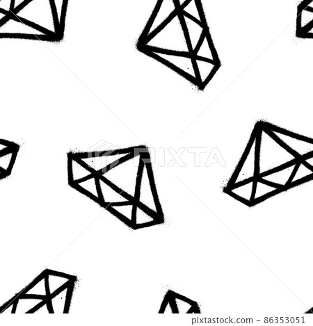 Seamless pattern of sprayed diamond symbol. Vector illustration with overspray in black over white. Seamless pattern of sprayed diamond symbol. Vector illustration with overspray in black over white. 86353051