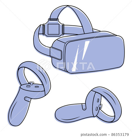 virtual reality glasses and a joystick isolated on a white background 86353179