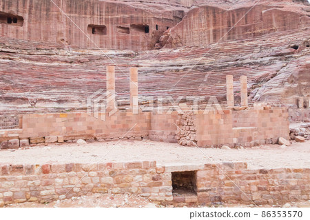 Ancient theatre in Petra (Red Rose City), Jordan. Petra is UNESCO World Heritage Site and is one of New7Wonders of the World. Ancient theatre in Petra (Red Rose City), Jordan. Petra is UNESCO World Heritage Site and is one of New7Wonders of the World. 86353570