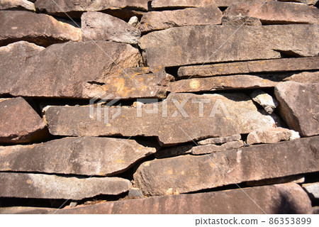 Stone wall of the passage to the main building of Arato Castle 86353899