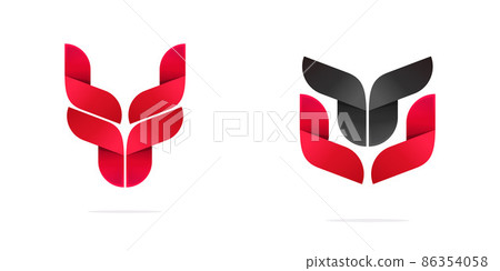 Bull head logo vector or bison cow animal icon red black logotype, idea of devil face, cattle horn geometric modern gradient mascot, dragon or taurus brand sign, wolf and dog trendy symbol Bull head logo vector or bison cow animal icon red black logotype, idea of devil face, cattle horn geometric modern gradient mascot, dragon or taurus brand sign, wolf and dog trendy symbol 86354058