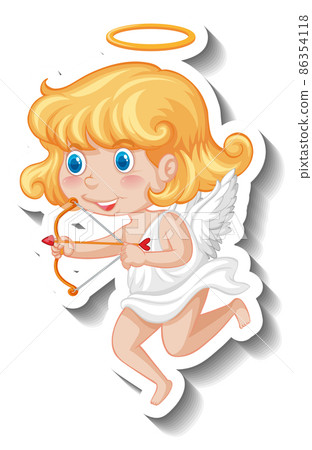 Cupid girl holding bow and arrow Cupid girl holding bow and arrow 86354118