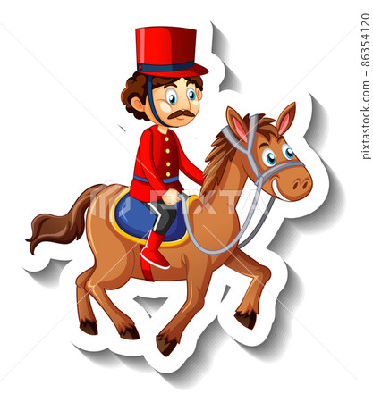 Soldier riding a horse cartoon character sticker Soldier riding a horse cartoon character sticker 86354120