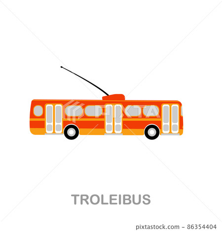 Troleibus flat icon. Colored element sign from transport collection. Flat Troleibus icon sign for web design, infographics and more. 86354404