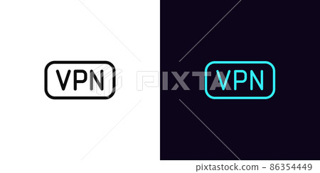 Outline VPN icon, with editable stroke. Linear vpn sign, virtual private network 86354449
