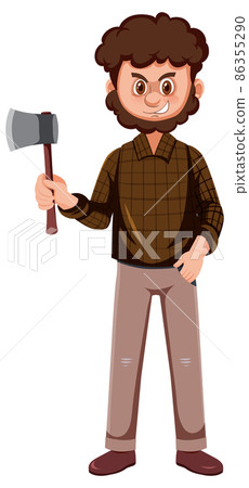 A man holding ax cartoon character on white background A man holding ax cartoon character on white background 86355290