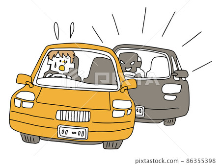 一個開車有困難的人，一個滑稽的手寫人，一個矢量和簡單的線條圖著色。 86355398