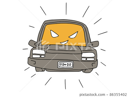 煩人的汽車(擬人化) 可笑的手寫人物矢量,線條畫的簡單著色 煩人的汽車(擬人化) 可笑的手寫人物矢量,線條畫的簡單著色 86355402
