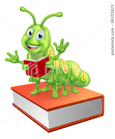Bookworm Worm Caterpillar on Book Reading Bookworm Worm Caterpillar on Book Reading 86355823
