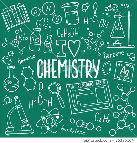 Chemistry symbols icon set. Science subject doodle design. Education and study concept. Back to school sketchy background for notebook, not pad, sketchbook. Chemistry symbols icon set. Science subject doodle design. Education and study concept. Back to school sketchy background for notebook, not pad, sketchbook. 86356104