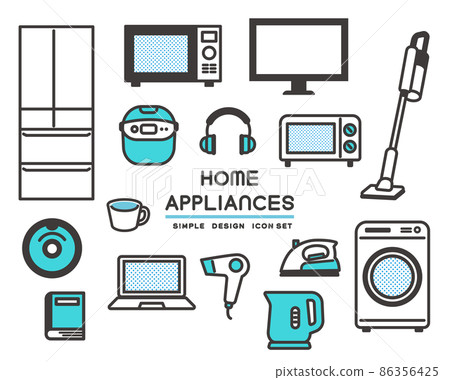 Vector illustration material of various home appliances that are simple and easy to use / moving / new life Vector illustration material of various home appliances that are simple and easy to use / moving / new life 86356425