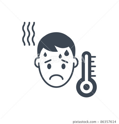 High body temperature related vector glyph icon 86357614