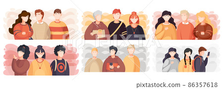 Multiethnic group of people standing together, community and togetherness concept diversity portrait 86357618