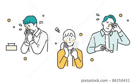 Image illustration material of men and women suffering from pollen symptoms Image illustration material of men and women suffering from pollen symptoms 86358431