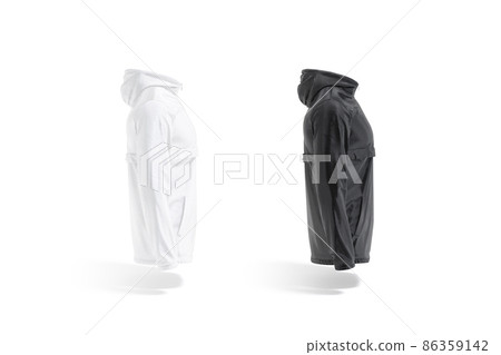 Blank black and white windbreaker mockup, profile view 86359142
