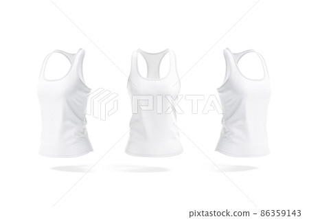 Blank white women racerback tanktop mockup, front and side view 86359143