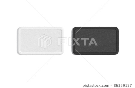 Blank black and white rectangle embroidered patch mockup, top view 86359157