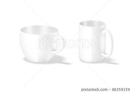 Blank ceramic 15oz mug with handle mockup stand, side view Blank ceramic 15oz mug with handle mockup stand, side view 86359159