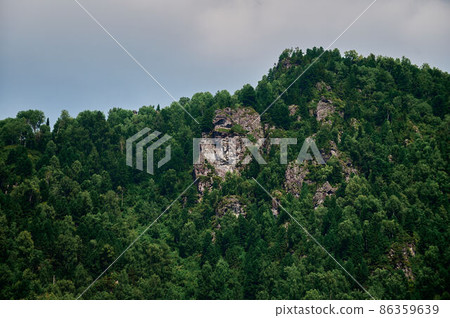 Landscape of Belaya river in Bashkortostan, mountain river bend. 86359639