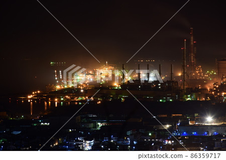 Night view of JFE Steel West Japan Works Fukuyama district as seen from the Ryuo Shrine Observatory in Fukuyama City, Hiroshima Prefecture Night view of JFE Steel West Japan Works Fukuyama district as seen from the Ryuo Shrine Observatory in Fukuyama City, Hiroshima Prefecture 86359717