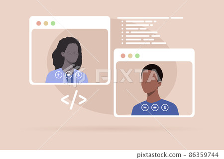 Diverse African American man and woman are working remotely from home 86359744