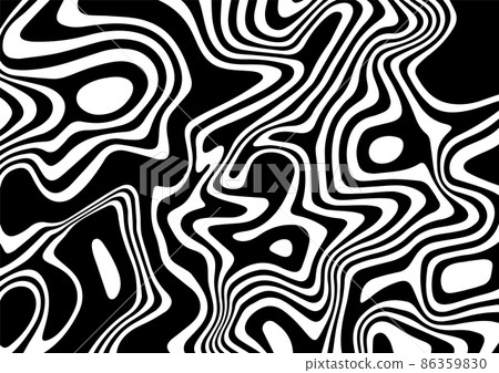 Black and white abstract striped background.Optical illusion of wrapped shapes.Smooth and wavy lines.Vector illustration. Black and white abstract striped background.Optical illusion of wrapped shapes.Smooth and wavy lines.Vector illustration. 86359830