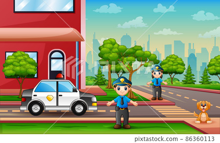 Police are in charge of controlling traffic on city streets 86360113