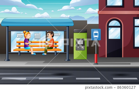 People wait transportation at the station 86360127