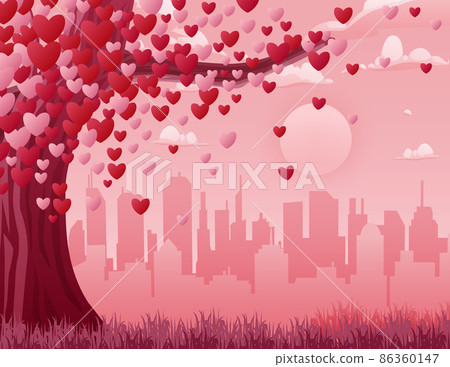 Valentines day background with a heart tree and... - Stock Illustration ...