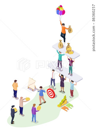 Ponzi scheme, financial pyramid, fraud investment scam, vector isometric illustration. MLM, multi-level marketing. Ponzi scheme, financial pyramid, fraud investment scam, vector isometric illustration. MLM, multi-level marketing. 86360257
