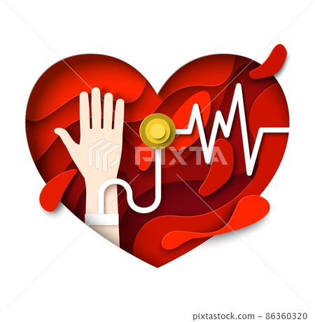 Blood pressure, vector paper cut illustration. Health care and medicine poster template. Blood pressure, vector paper cut illustration. Health care and medicine poster template. 86360320