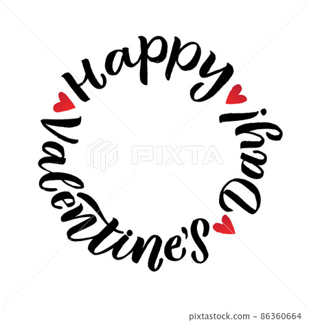 Happy Valentines Day Black Lettering White background. Greeting Card 86360664