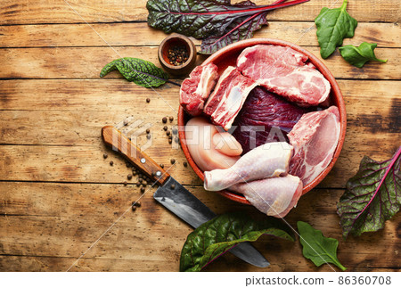 Assortment of raw meat Assortment of raw meat 86360708