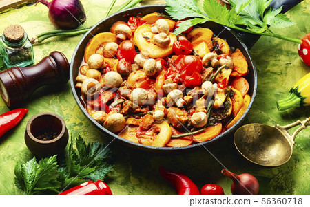 Ragout cooking in frying pan 86360718
