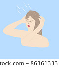 [Hair care] A woman who washes her hair in the shower 86361333