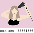 [Hair care] Female who uses a hair dryer 86361336