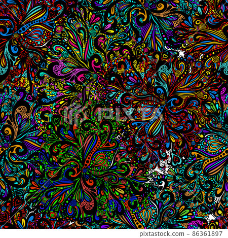 Seamless background from multicolored flowers . Abstract patterns. Vector illustration Seamless background from multicolored flowers . Abstract patterns. Vector illustration 86361897