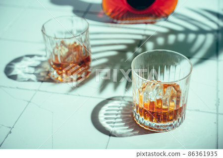 Whiskey with ice in glasses Whiskey with ice in glasses 86361935
